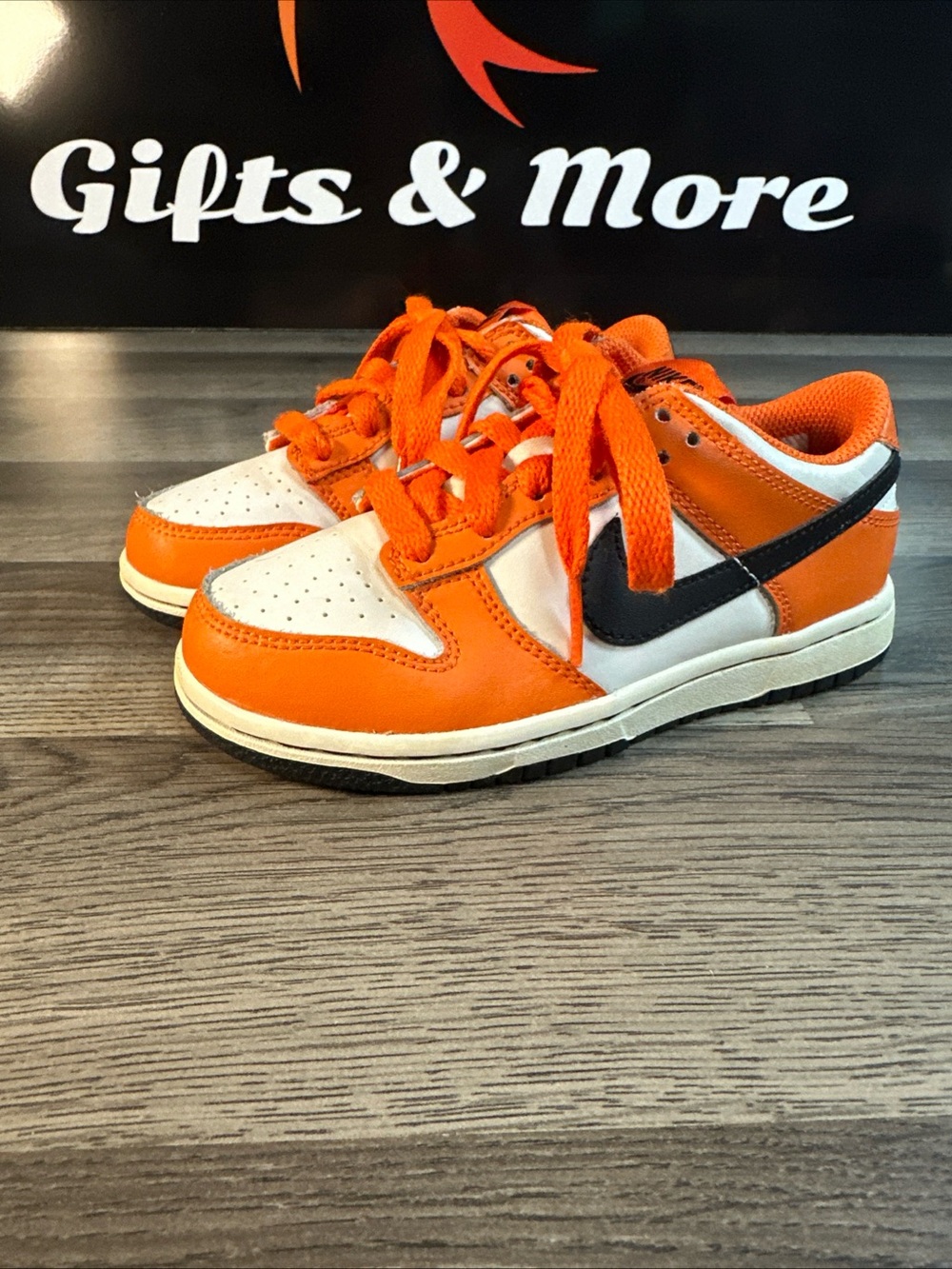 Nike Kids Orange White Sneakers with Black Swoosh